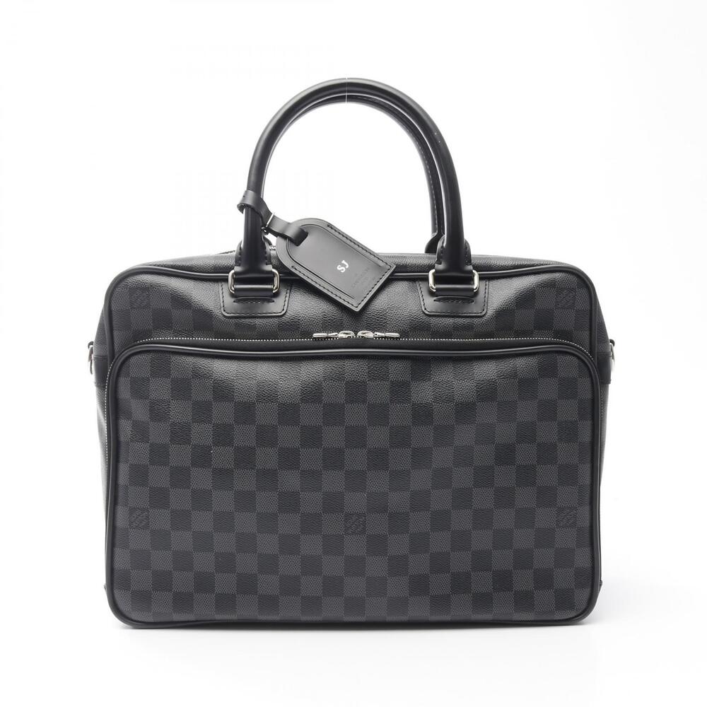 Louis Vuitton Icare Briefcase Business Bag Canvas Leather Damier Graphite Black